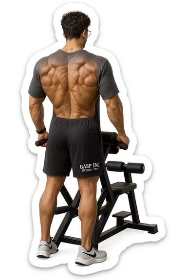 lascia questo ragazzo identico ma fallo in piedi di spalle con fasci muscolari della schiena contratti, iperealistico 4k sticker