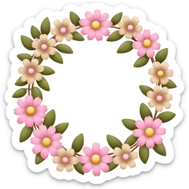 Pink and beige flower garlands  sticker