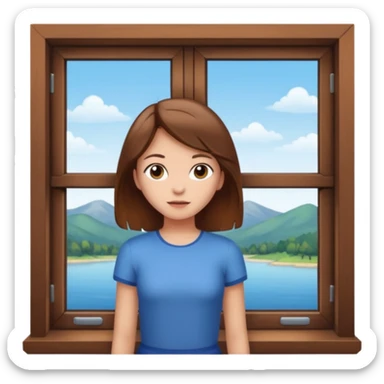 girl with brown hair by window sticker