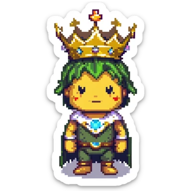 powerful character with golden crown, glow, striking background sticker