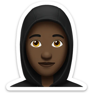 Black man wearing black hood with cross on it sticker