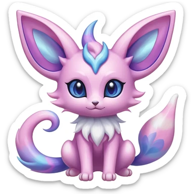Shiny Exotic Cute Nebulae Ethereal Espeon-Sylveon-Meowstic-Hybrid-Creature with pattern-markings sticker