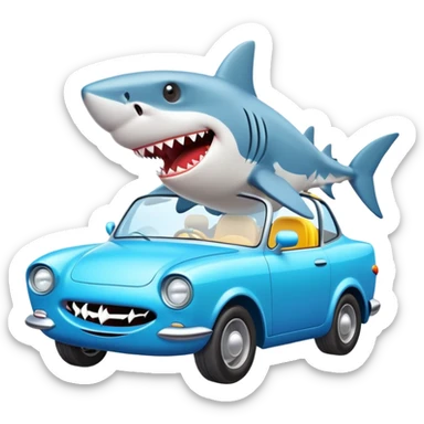 Shark drivig car sticker