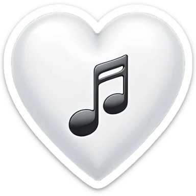 white heart with a music note sticker