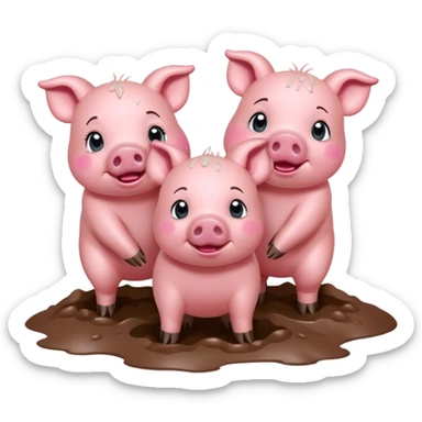 3 little piggies at the fair playing in mud during a rainstorm  sticker
