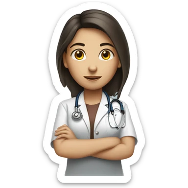 Brunette girl wating doctor sticker