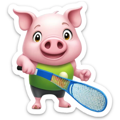 Cute pig plays pickleball sticker
