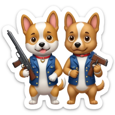 Dogs with guns sticker