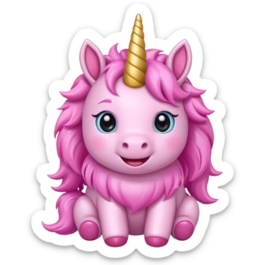 Cute Cartoon style pink baby unicorn 
 sticker