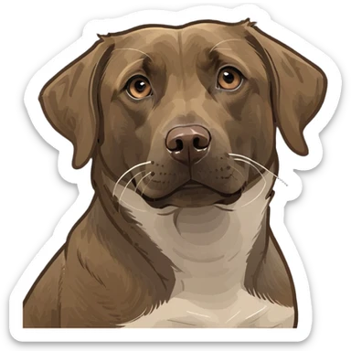 Brown labrador with white spot on stomach and  with light eyes sticker