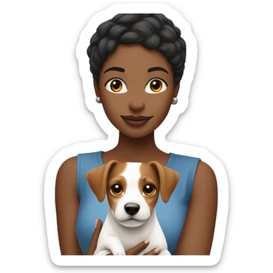 Black woman holding Jack Russell terrier ￼ sticker