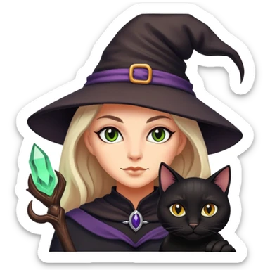 Witch with cat companion sticker