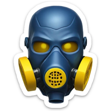 Dark Blue skin cyborg head with yellow respirator mask sticker