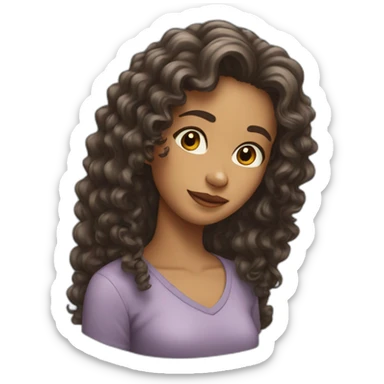 girl with long curly hair sticker