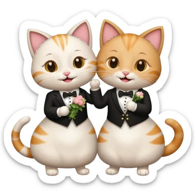 two happy cats getting married sticker