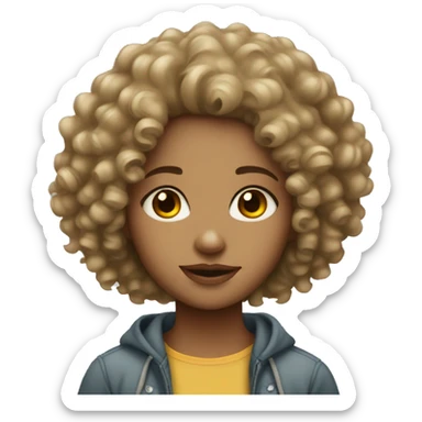 Thick light skin curly haired girl sticker