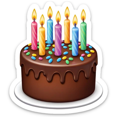 birthday cake with candles and frosting sticker