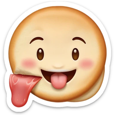 happy face with small tongue out tasting delicious food sticker