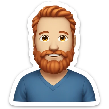 caseoh, a realy fat streamer with red hair and a long beard and blue shirt sticker