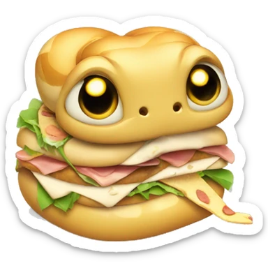 cute snake eating a sandwich sticker