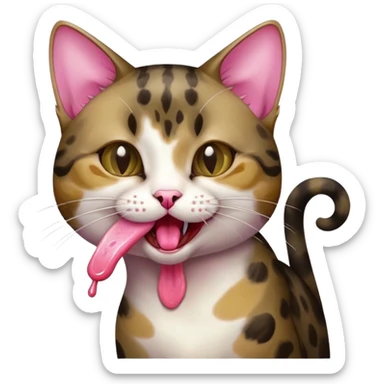 A slender Jianzhou cat licking her hand sticker
