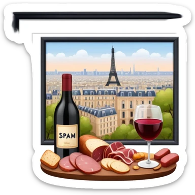 SPAM MEAT charcuterie and wine PARIS art gallery landscape  sticker