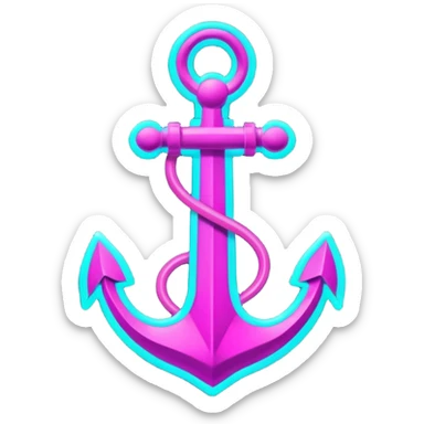 A neon futuristic cyberpunk anchor outline, that would be made of neon tubing on a sign sticker