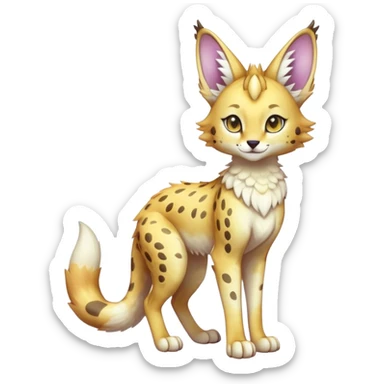 Cute Kawaii Epic Ethereal Sparkly Colorful Sergal-Serval-Vernid full body sticker