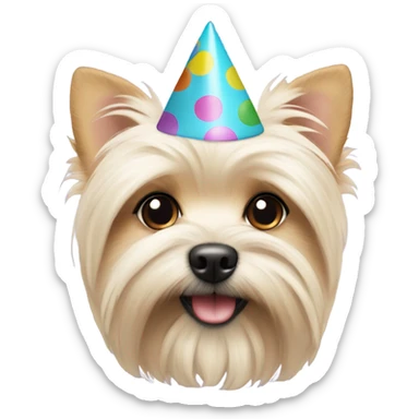 All cream Morkie with party hat cropped ears sticker