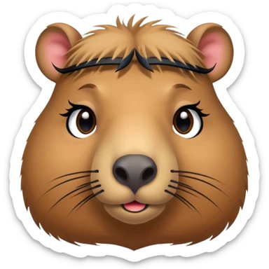 capybara with faka eye lashes and make up sticker