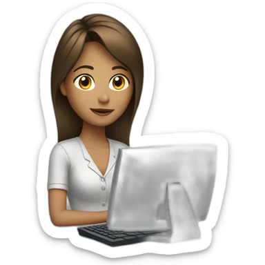 working girl with computer sticker