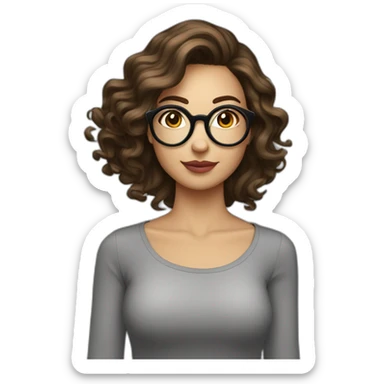 Femme brune cheveux boucles longs avec lunettes rondes sticker