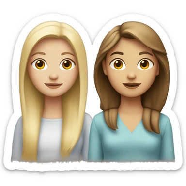 Two girls, one with straight and blonde hair, two with brown and straight hair sticker