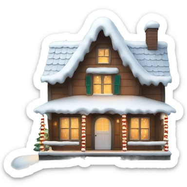 Cute Dutch house with snow and Christmas lights sticker