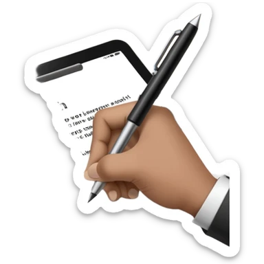 A hand writing a paper with the LinkedIn logo on it sticker