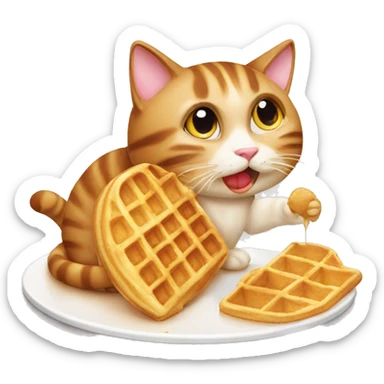 Cat eating waffle sticker