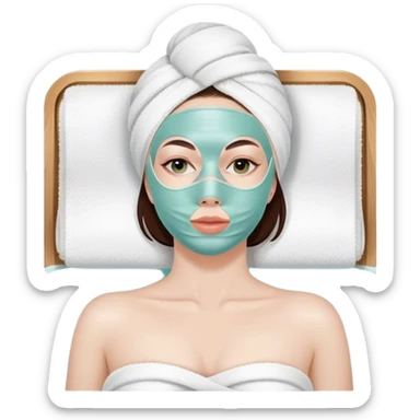 Lady with face mask spa beauty full face relaxing pale skin sticker
