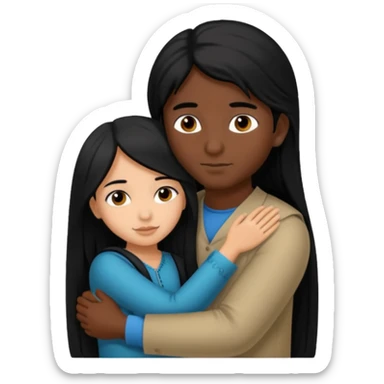 An Afghan girl and Indian boy who are in long distance relationship hug each other from distance. sticker