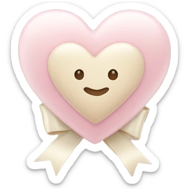 light pink heart with cream bow sticker