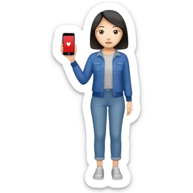 Asian women shining confident full body fat sticker