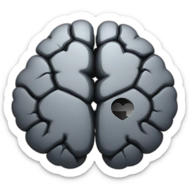 A brain with a black broken heart‌ sticker