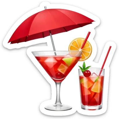Fruit Punch – colorful drink with fruit chunks and umbrella sticker