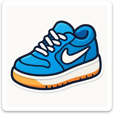 blue Nike sneaker, cartoon render style, 3D rendered, cute and smooth design, clean white background, no shadows, sticker style sticker