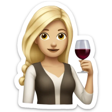 Blonde girl with wine sticker
