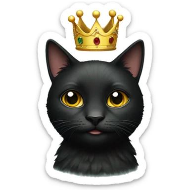 a black cat wearing a crown sticker