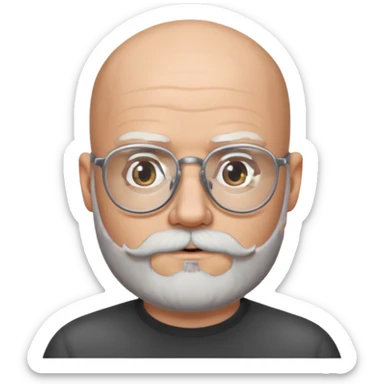 Bald man with salt and pepper beard and glasses sticker