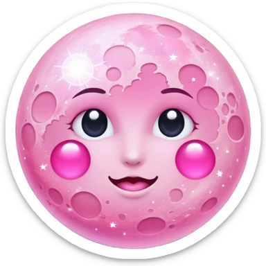 Pink sparkly moon sticker