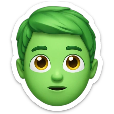 a green boy face eyes closed and wierd mouth expression  sticker