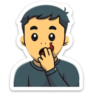 man choking himself sticker