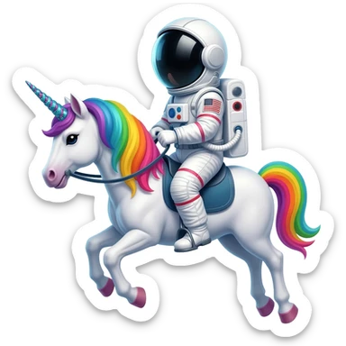 astronaut riding a colorful unicorn sticker